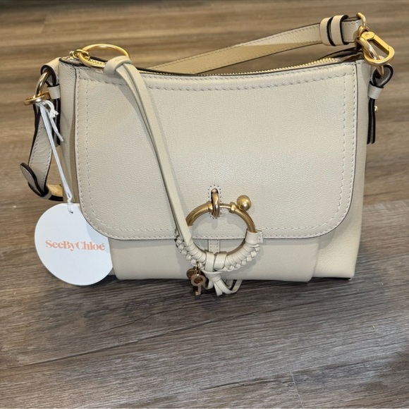 See By Chloe Joan Small Hobo Leather Handbag Cement Beige - Picture 2 of 16